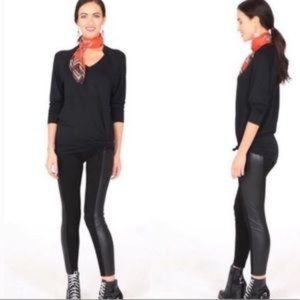 Cabi Bexley Leggings Black Faux Leather Side Panels Style 3397